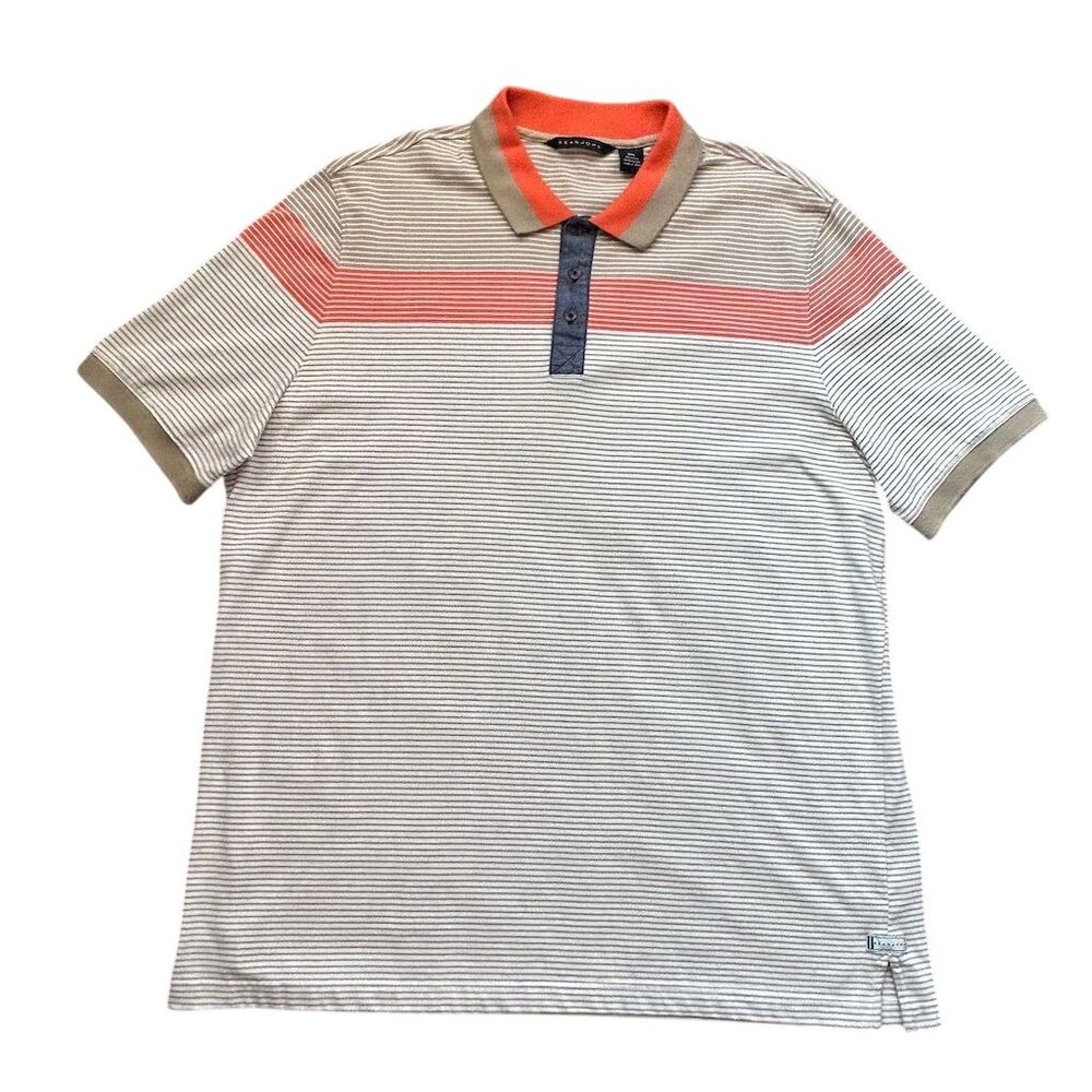 Sean John Men's Size 2XL Striped Short Sleeve Polo Shirt Vintage Y2K Multicolor